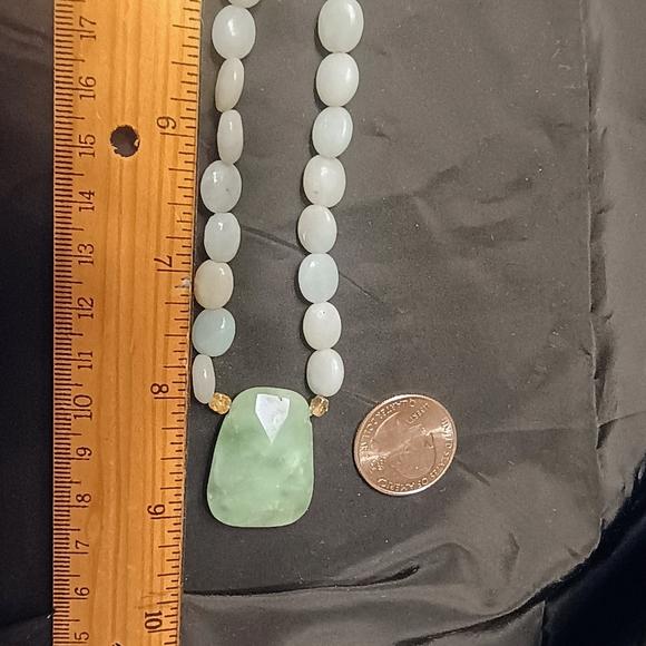 Natural Jadeite Necklace With Nugget Pendant - Picture 3 of 7
